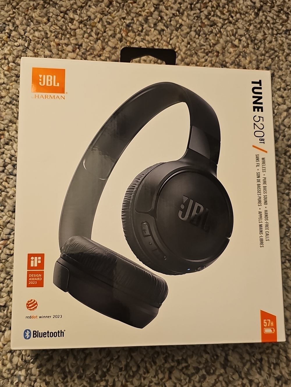 JBL Tune 520BT Wireless Over-Ear Headphones — Black